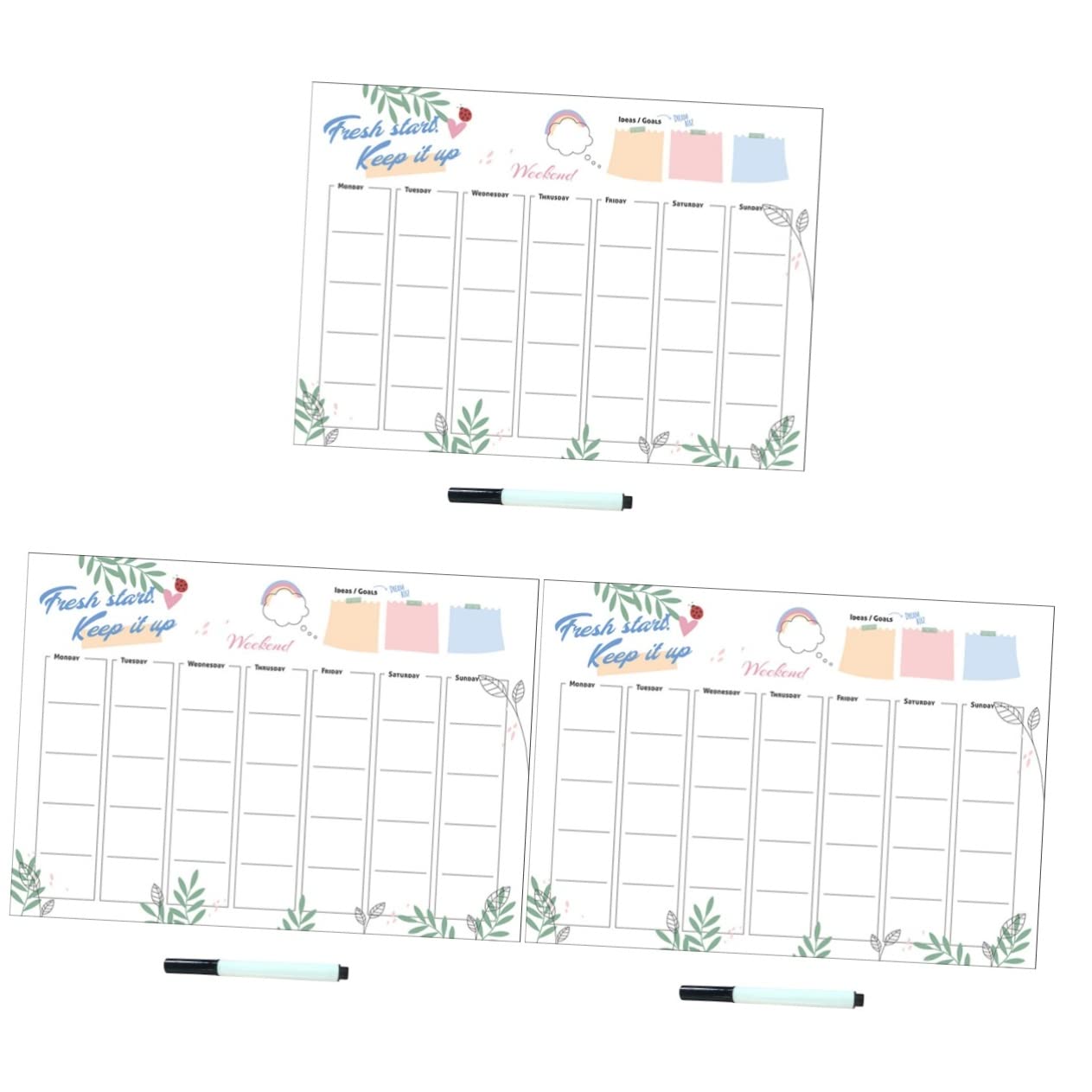 VILLCASE Calendario Magnetico Cancellabile A Secco Da 3 Pezzi Per Lavagna Bianca Da Parete Con Penna Versatile Per Scuola Ufficio E Cucina