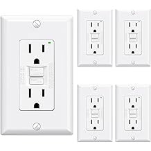 ELEGRP GFCI Outlet 15 Amp, Self-Test GFI Electrical Outlet with Narrow Design, GFCI Receptacle with LED Indicator, UL Listed, White, Wall Plate Included, 5 Pack