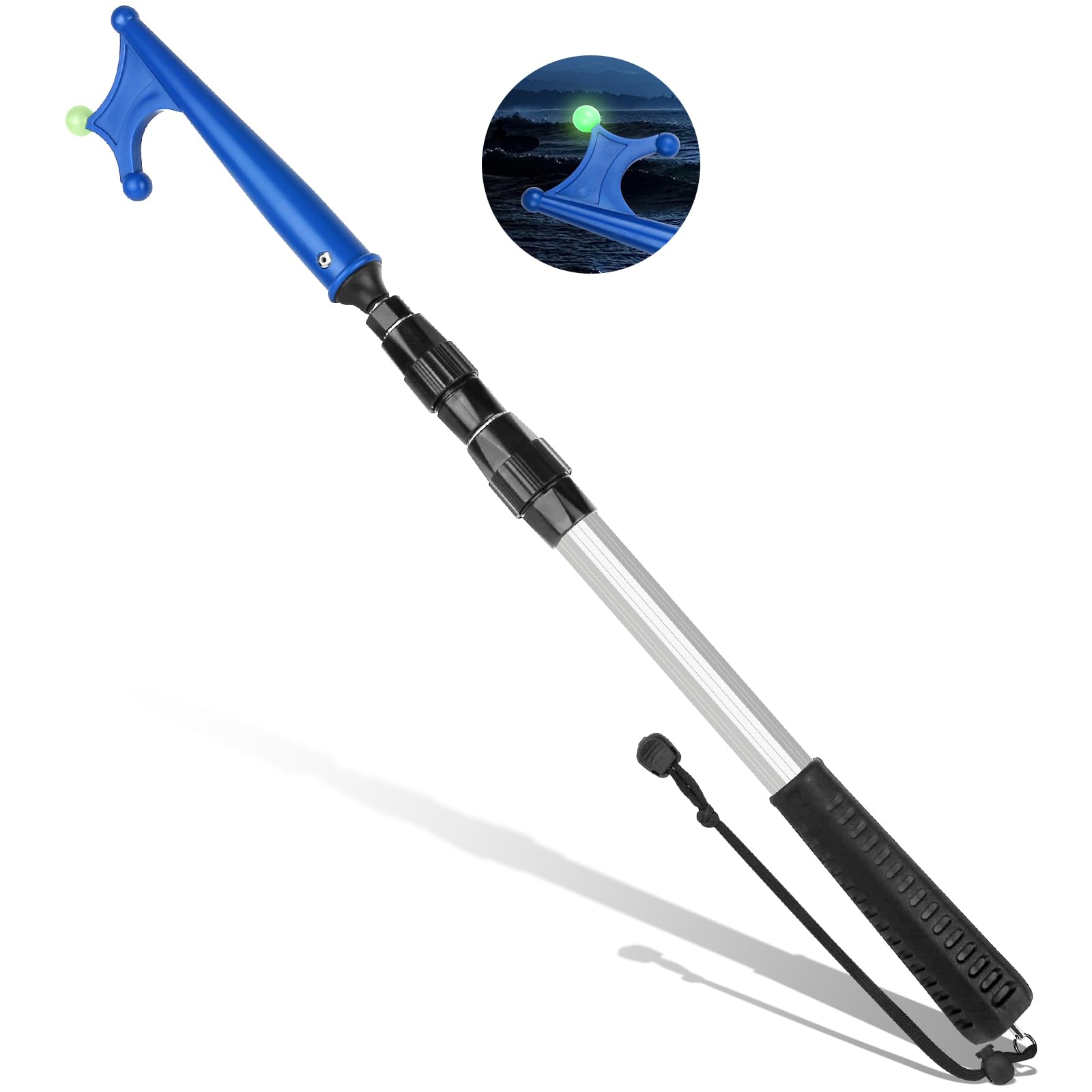 SAN LIKE Telescopic Boat Hook, Boat Hook Floating Docking Aluminium Heavy Duty with Luminous Beads, Anti Slip Handle Design, Essential Ship Accessories for Docking