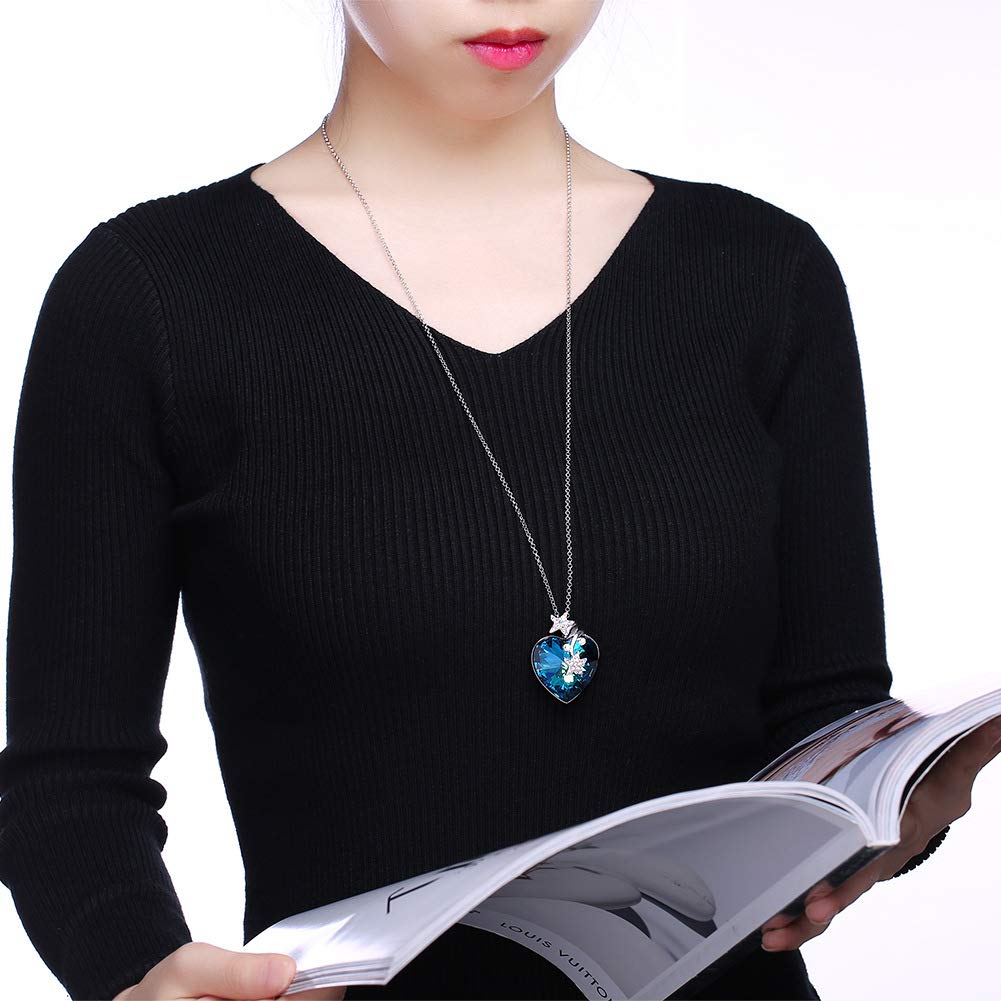 Collar De Cristal Plata De Ley 925Amor Estrella De Mar Mujer