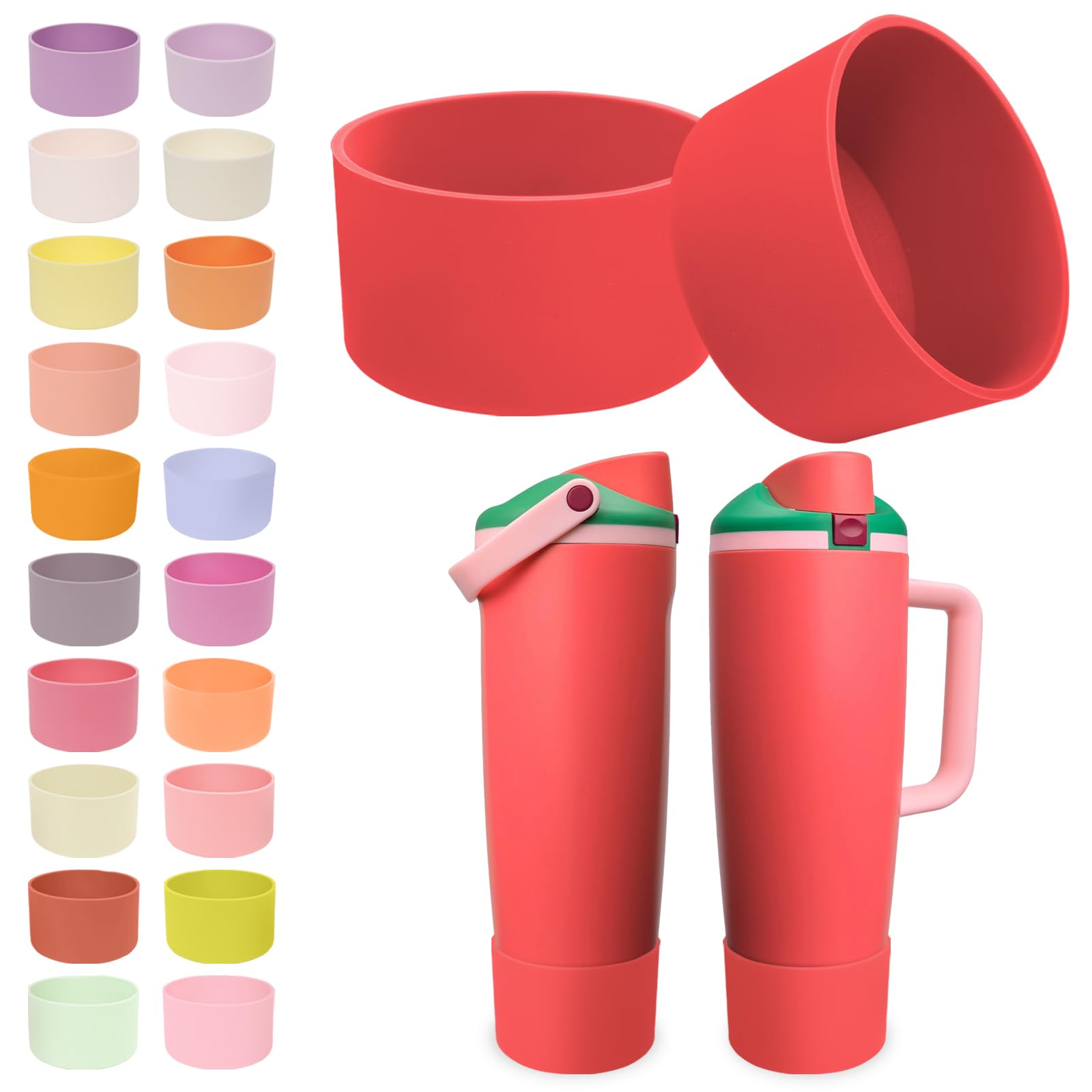Kaitiaki 2PCS Silicone Boots for Owala 30oz & 40oz FreeSip Sway Bottles & Tumblers – Non-Slip, Scratch-Resistant, Stability Enhancer for Owala Accessories (Strawberry Fields) — image 1