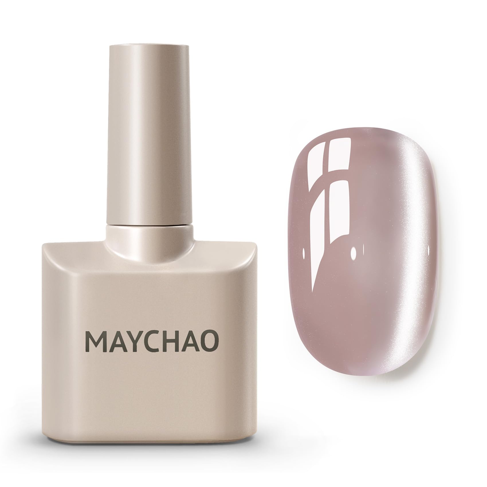 MAYCHAO 15ML Crystal Glassy Nude Cat Eye Gel Nail Polish 1Pc Silk Nude Cat Eye Gel Polish Soak off Holographic Magnetic Nail Polish for Nail Art