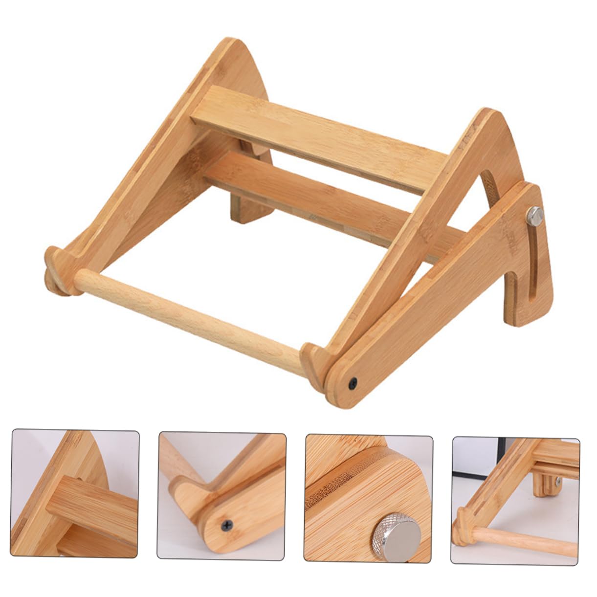 HOMSFOU Supporto Ergonomico per Laptop in Legno, Scrivania Portatile per Laptop Altezza Regolabile, Design Cavo e Angoli Arrotondati, per Casa e Regalo
