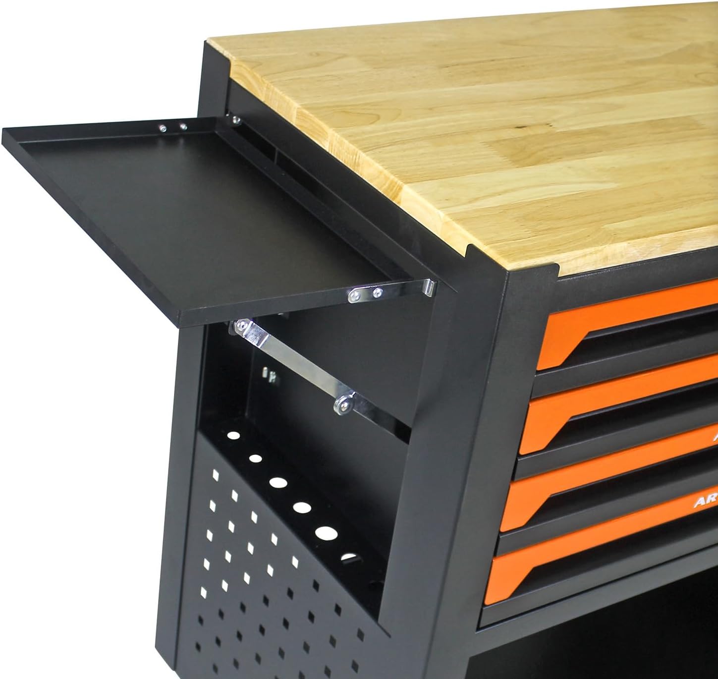 4 Drawers Multifunctional Tool CART with Wheels and Wooden TOP-Orange