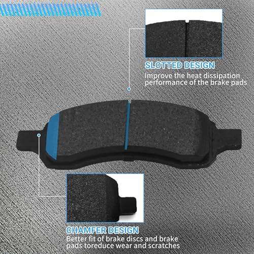 Image of Brake Pads Front Set Compatible with Buick Enclave Rainier, Chevy Colorado Trailblazer Traverse, GMC Acadia Canyon Envoy, Isuzu Ascender, Saab 9-7x Brakes Pads Semi-Metallic D1169