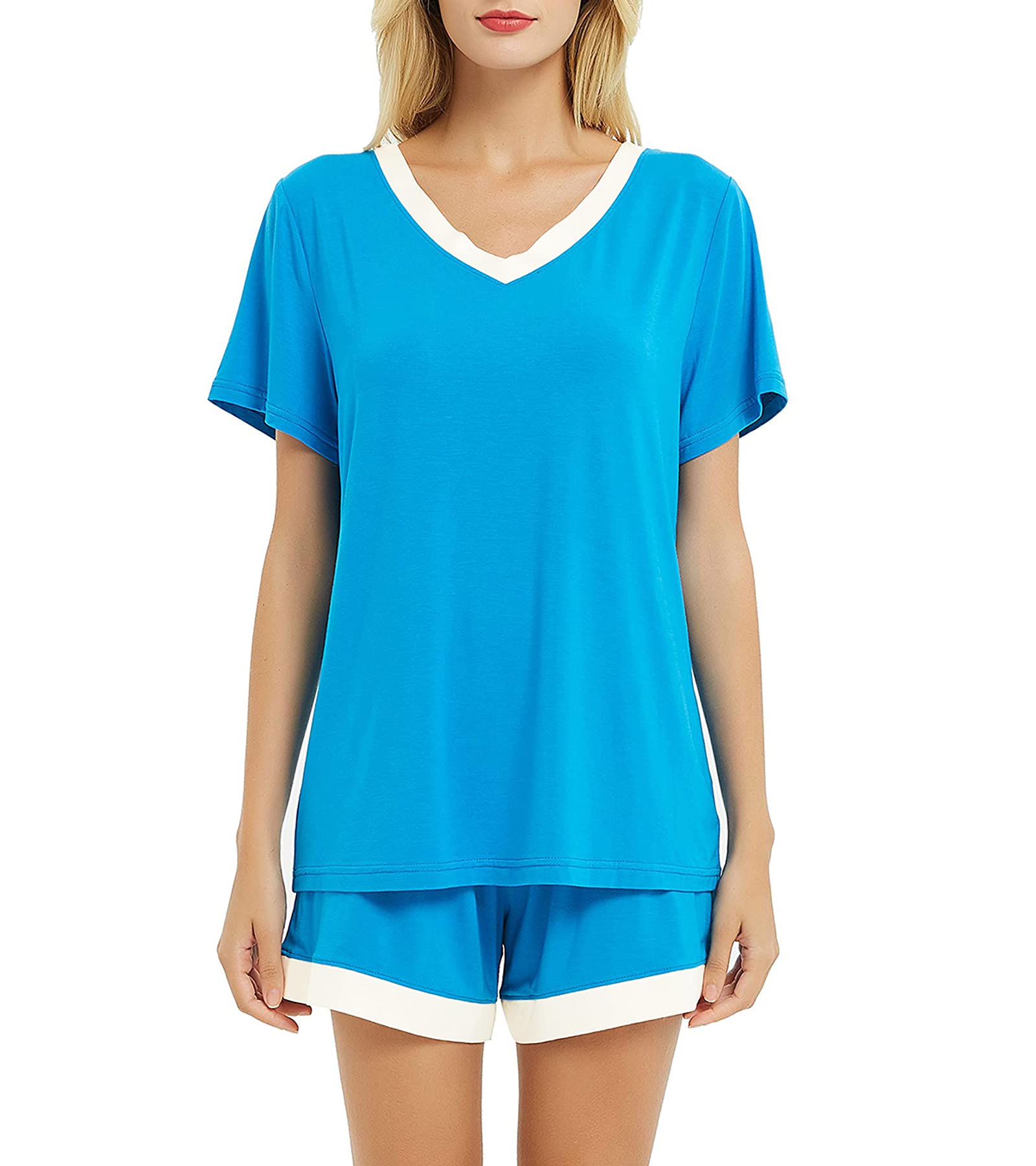 IZZY TOBY Womens Pajama Sets Button Down Short Sleeve Sleepwear Soft PJS Set Lightweight Lounge S-XXL