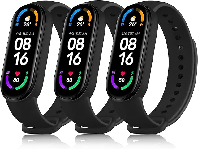 Ventdest Strap Compatible with Xiaomi Mi Band 6 / Xiaomi Mi Band 5 / Amazfit Band 5, 3 Pack Replacement Strap Wristband Accessories for Xiaomi Mi Band 6 / Mi Band 5