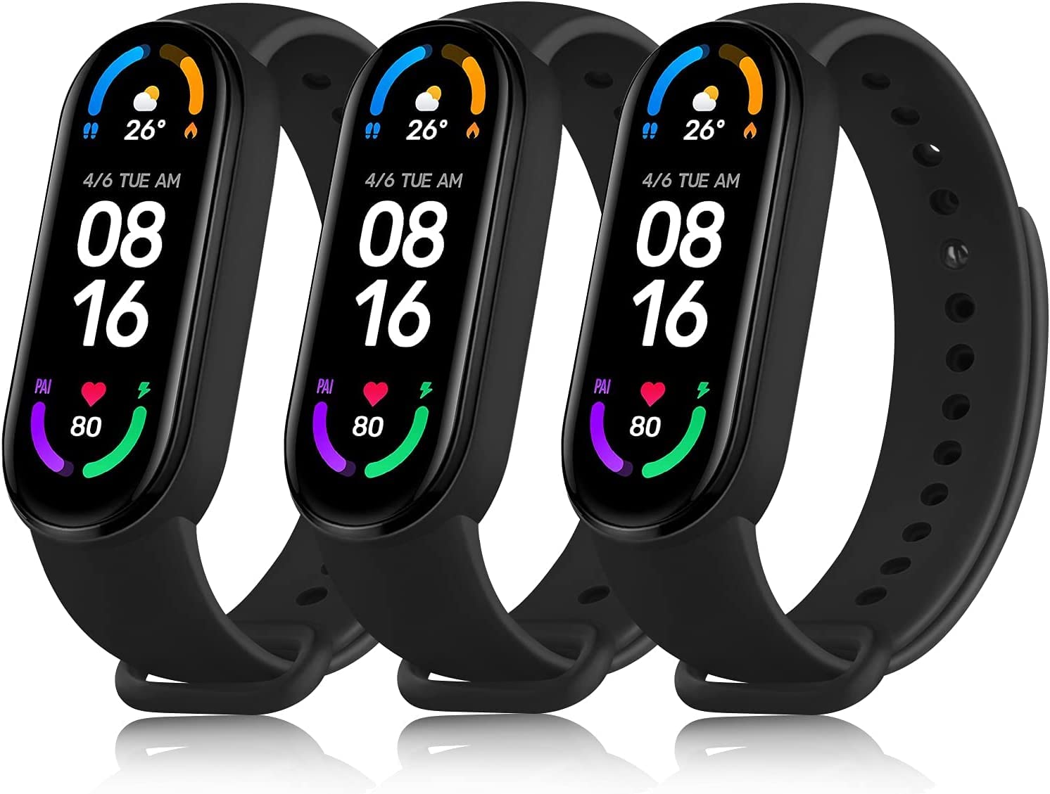 Ventdest Strap Compatible with Xiaomi Mi Band 6 / 5, 3 Pack Replacement Wristband Accessories