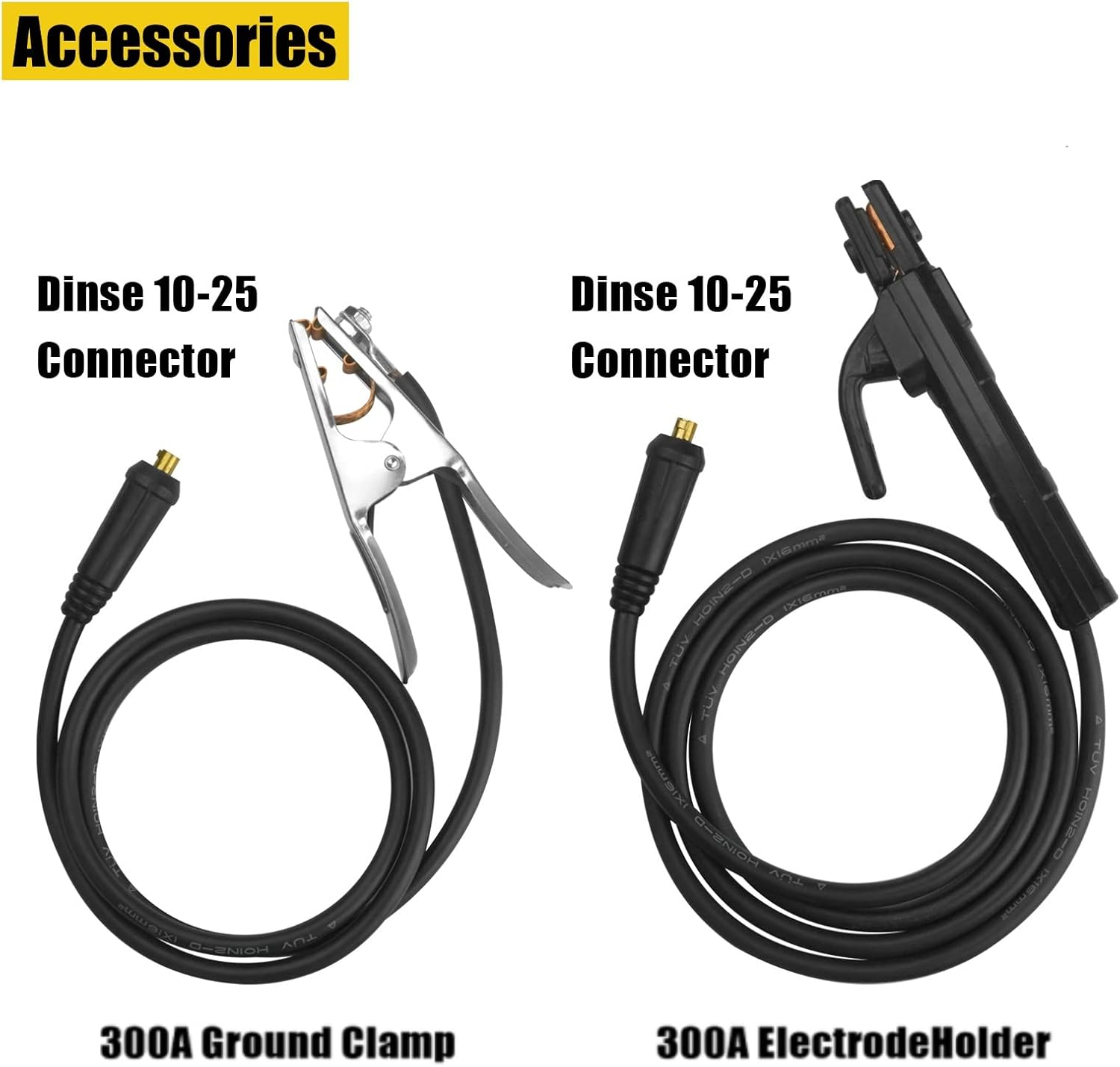 SSIMDER Welding Electrode Holder Lead MMA ARC Stick Welding Ground Clamp and Welding Cable Stick Electrode Holder Welding Plier Clamp Copper Holding Plier for 300A Welder Machine