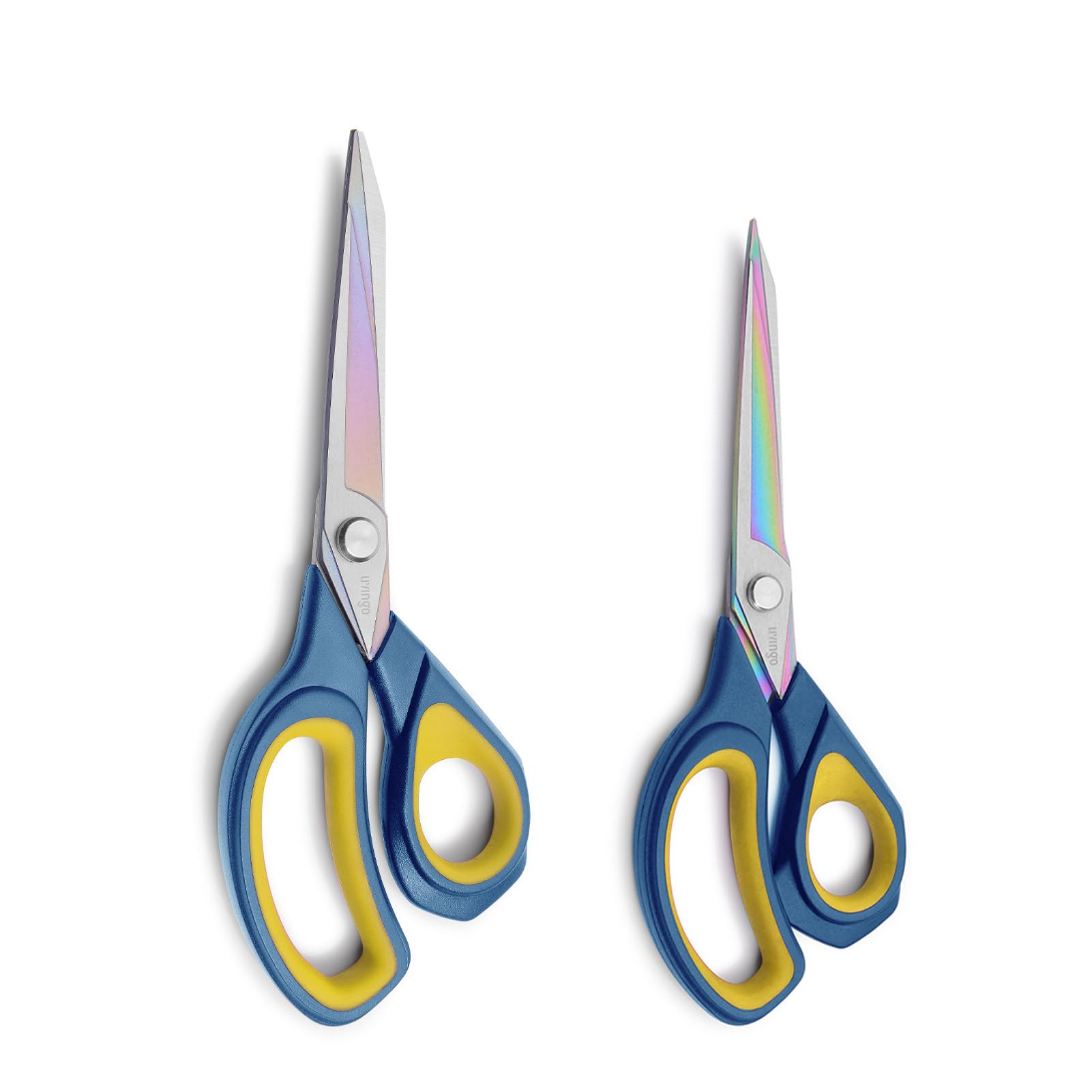 LIVINGO 2 Pack Sharp Fabric Scissors - Heavy Duty Scissors All Purpose, Titanium Coated Forged Sewing Shears for Tailor Dressmaking Crafting Cutting Clothes Leather, 8.5