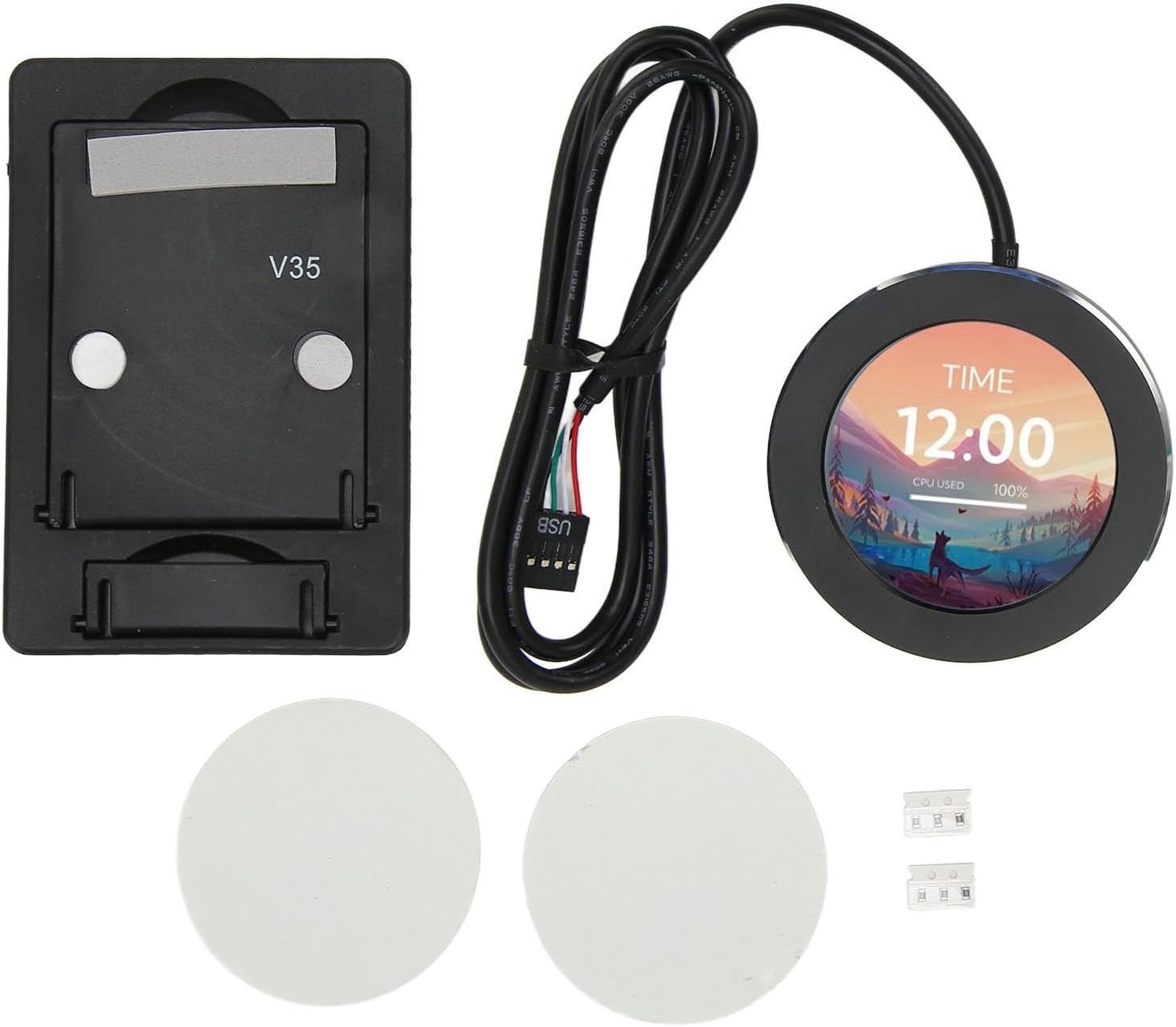 Liquid CPU Cooler LCD Display, 2.1 Inch IPS Liquid Cooler Screen, 360° Rotation Water Cooler Screen, Infinitely Dimmable Aluminum Alloy Computer CPU Monitor for Desktop Chassis