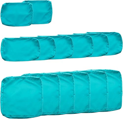 KINTNESS Fundas de cojín de repuesto para sofá modular de ratán de 7 piezas, 14 fundas impermeables para cojines de patio con cremallera (azul)