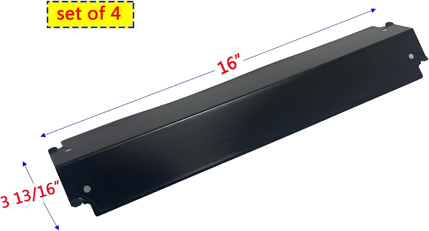 Porcelain steel heat plate with its length and width dimensions.