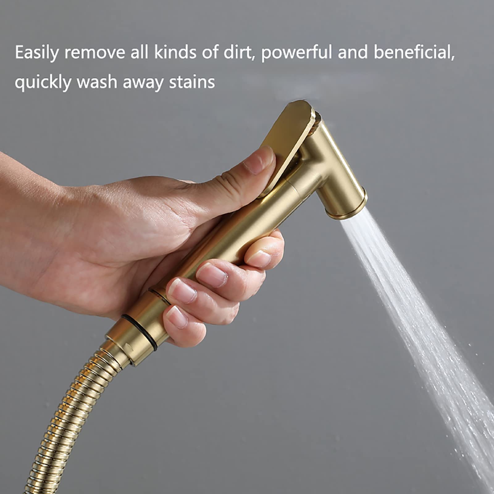 1 Bidet-Sprühgerät for Toilette mit Eckventil | Hand-Bidet-Sprühset aus gebürstetem Goldmessing zur Wandmontage for Damenhygiene beim Baden von Haustieren