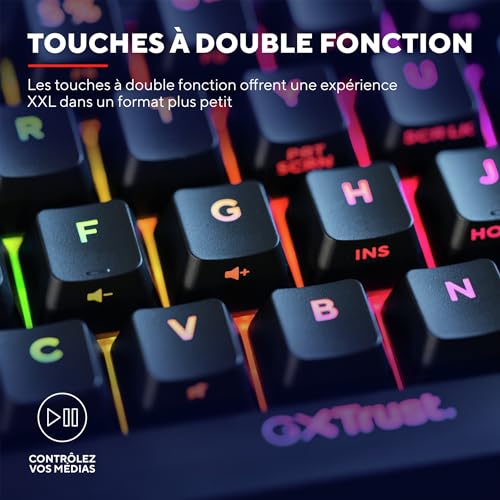 Clavier Mécanique Trust GXT 867 Acira – 60% Compact, Rétroéclairé RGB, AZERTY - vue 9