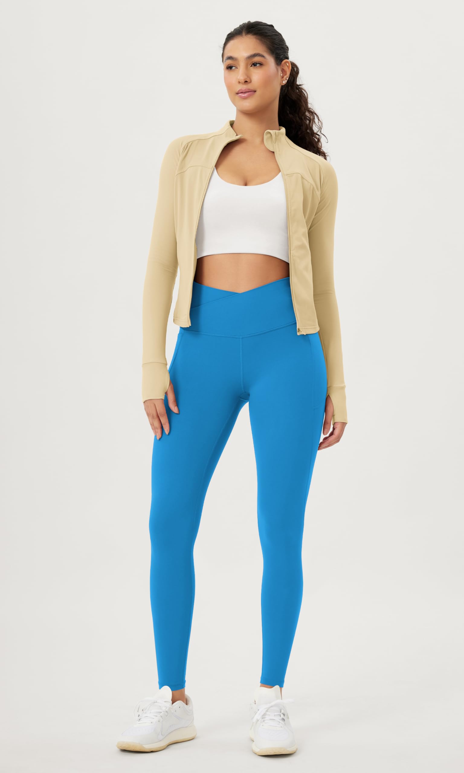 ODODOS Cloud Feeling Crossover Full Length Leggings with Pockets for Women 28
