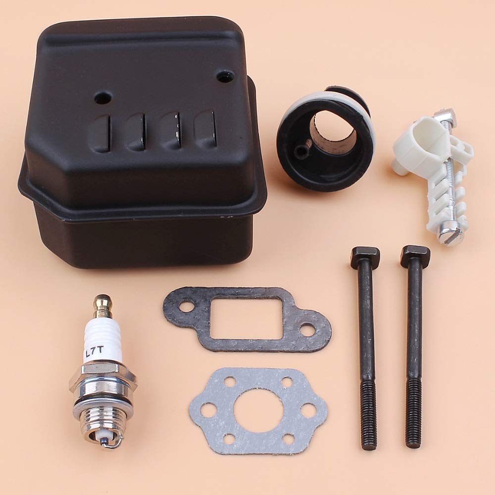 Kit collettore di aspirazione del tendicatena del silenziatore di Scarico Compatibile con STIHL MS180 MS 180 MS170 018017 Ricambi per motoseghe a Benzina 1130140 0600
