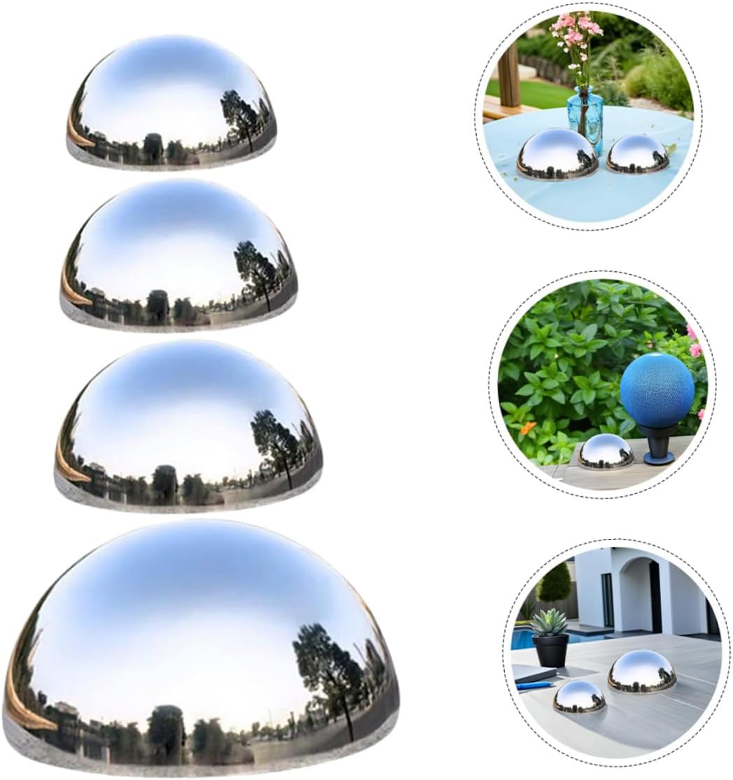 7pcs Stainless Steel Gazing Balls Mirror Surface Spheres Garden Lawn Decorative Globes Set 76/90/100/150mm Outdoor Reflective Patio Ornaments