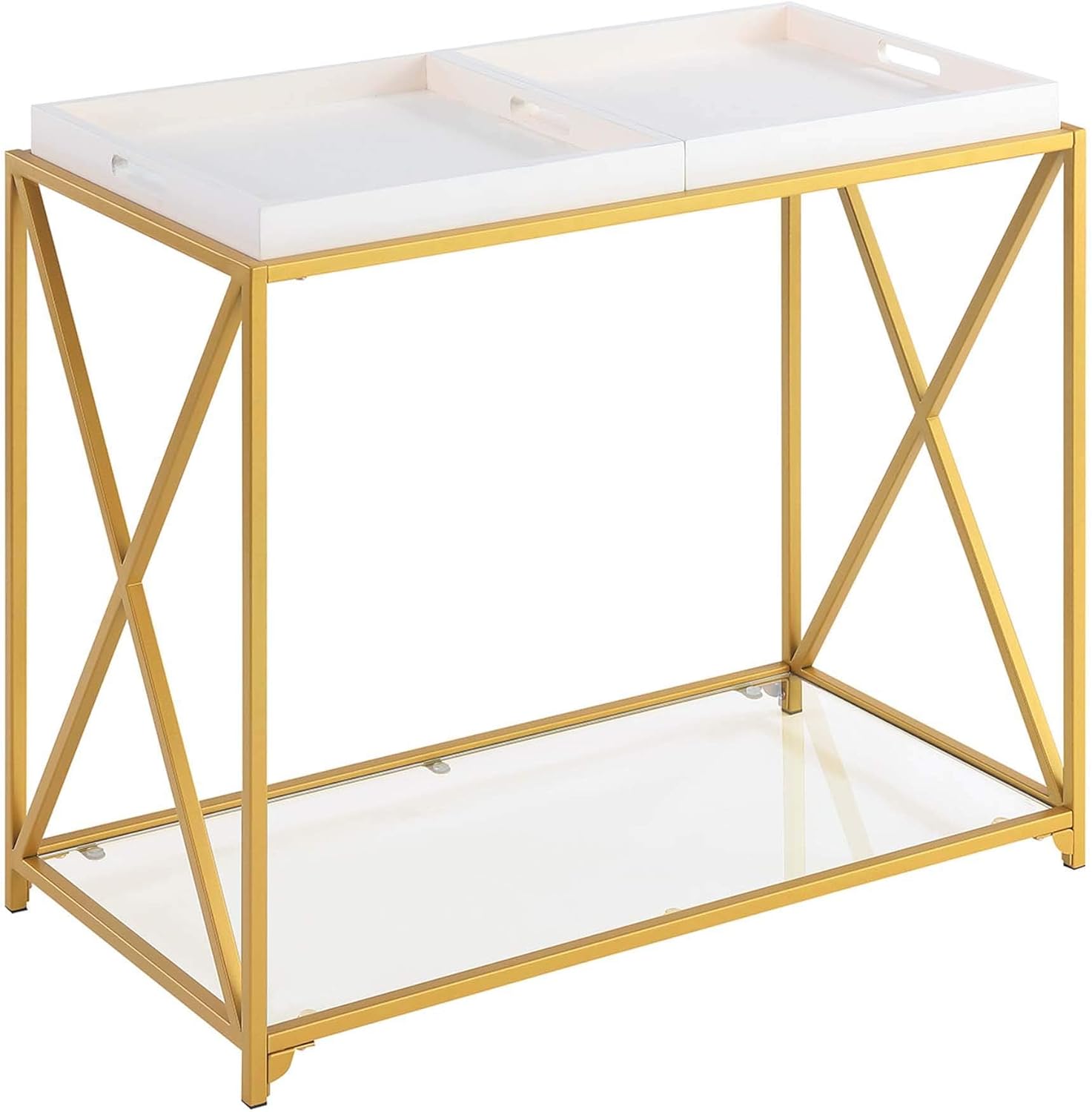 Convenience Concepts St. Andrews Console Table, White / Gold