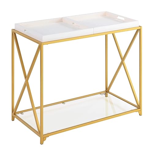 Convenience Concepts St. Andrews Console Table, White / Gold