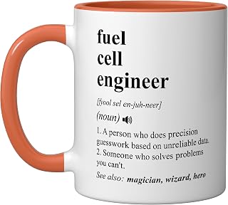 Fuel Cell Engineer Funny Dictionary Definition Ceramic Mug, Orange/White