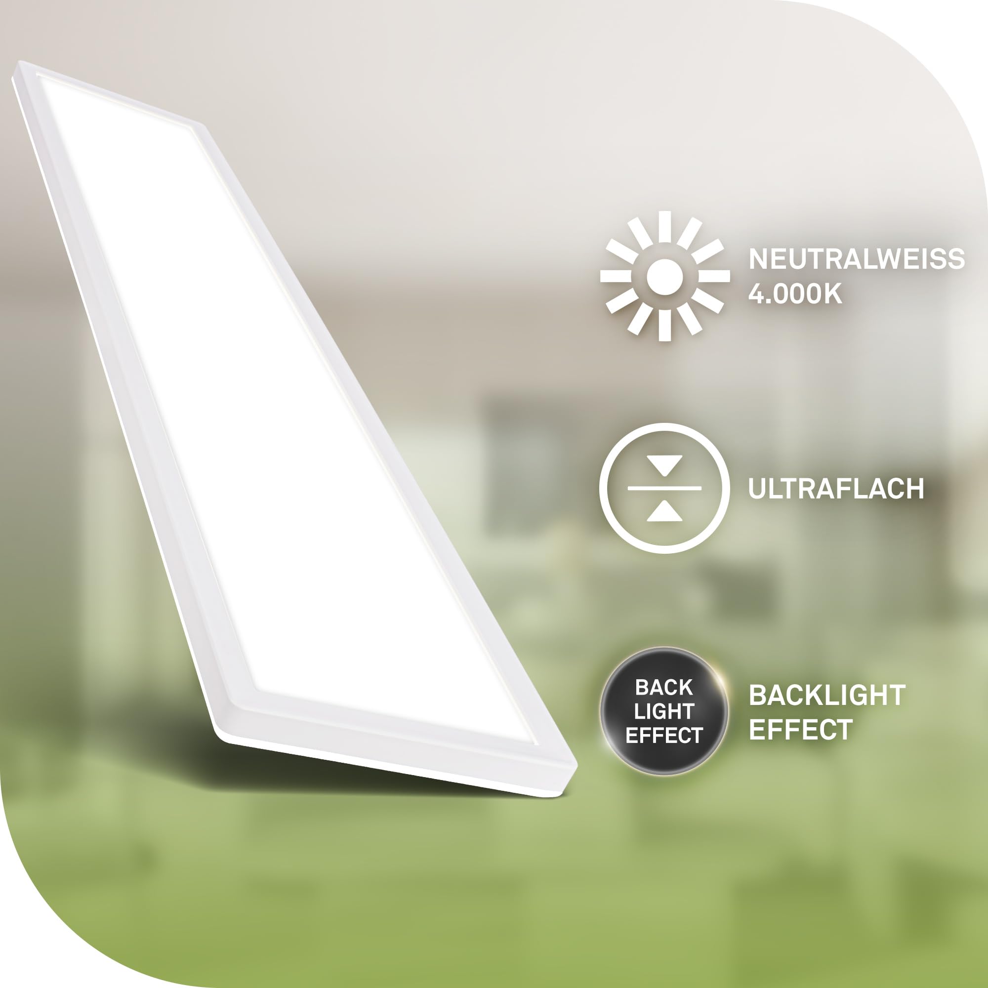 BRILONER - LED Deckenlampe 98cm mit EEK A Lichtquelle, 22,5W, 4800lm, flach, indirektes Licht, LED Lampe, LED Deckenleuchte, Wohnzimmerlampe, LED Panel, Küchenlampe, 98x20x3 cm, Weiß