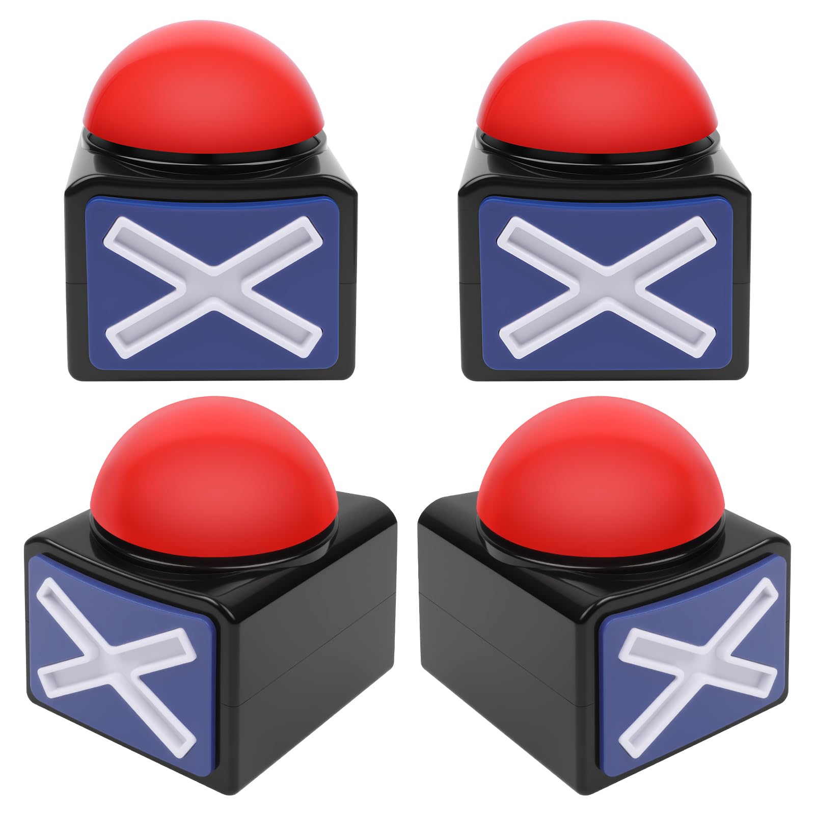 Buzzer mit Sound und Licht, 4 Stück Buzzer Game Show Buttons, Party Zubehör für Spielabende und Quizabende, Batteriebetrieben Game Buzzer Answer Button