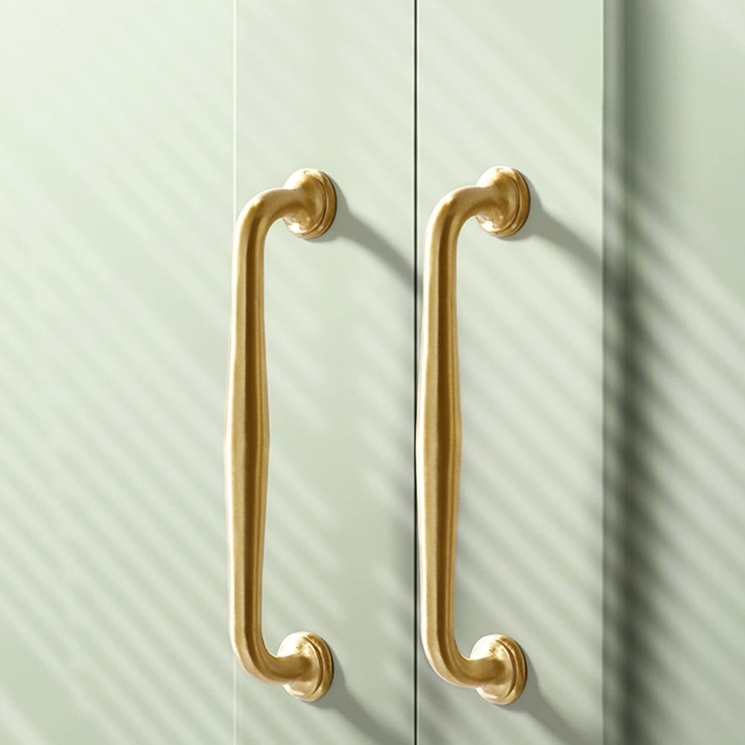 10 Pcs Cabinet Pulls,Gold Brass Drawer Handles,128mm Hole Center,Light Luxury Solid Hardware with Screws Easy to Install,for Kitchen Bar Dresser Wardrobe ( Color : Gold , Size : Hole center 96mm )