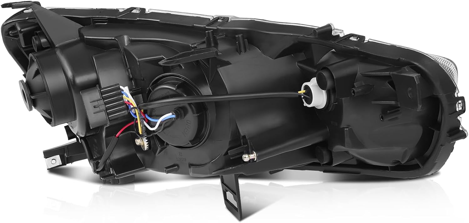 LSAILON Projector Headlight Assembly With LED DRL Replacement for 2008-2017 For Mitsubishi Lancer Black Housing Amber Reflector Clear Len Driver and Passenger Side