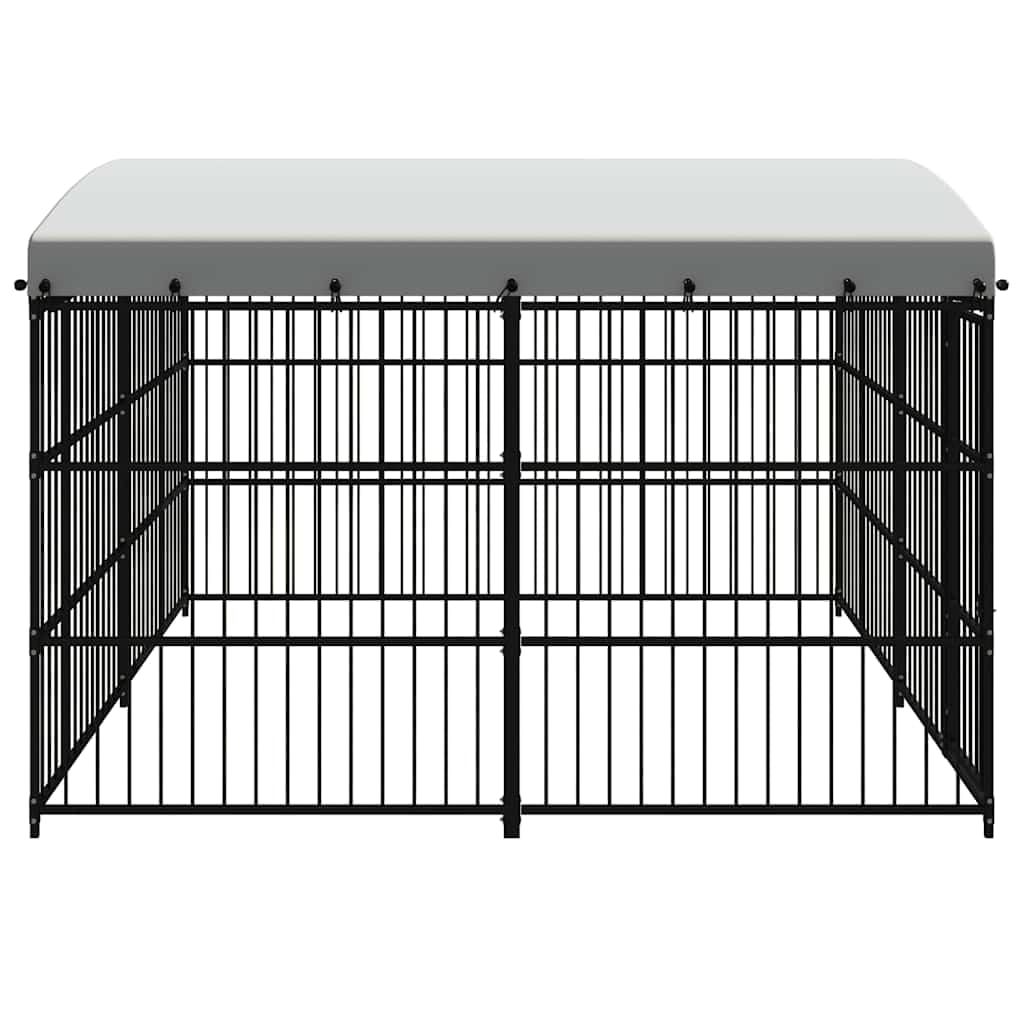 vidaXL Canile da Esterno in Acciaio Zincato Nero 300x300x210 cm con Tetto e Serratura