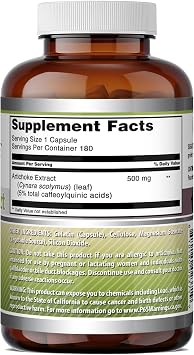 Amazing Formulas Artichoke Extract Supplement | 500 Mg | 180 Capsules | Cynara Scolymus Leaf | Non-GMO | Gluten Free | Made in USA