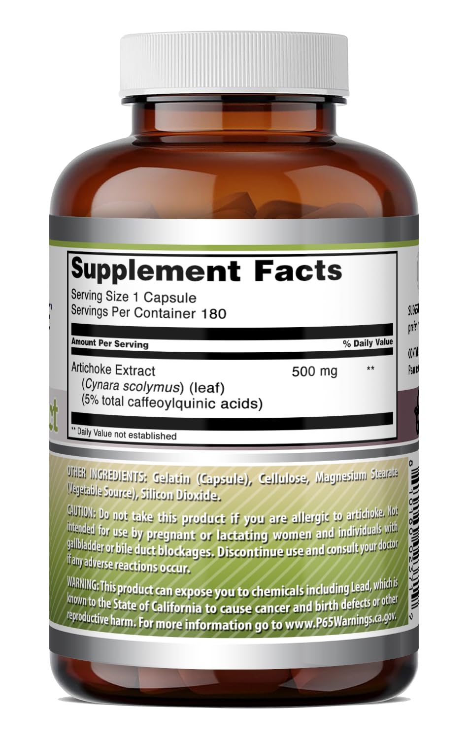 Amazing Formulas Artichoke Extract Supplement | 500 Mg | 180 Capsules | Cynara Scolymus Leaf | Gluten Free | Made in USA — Amazon image 3