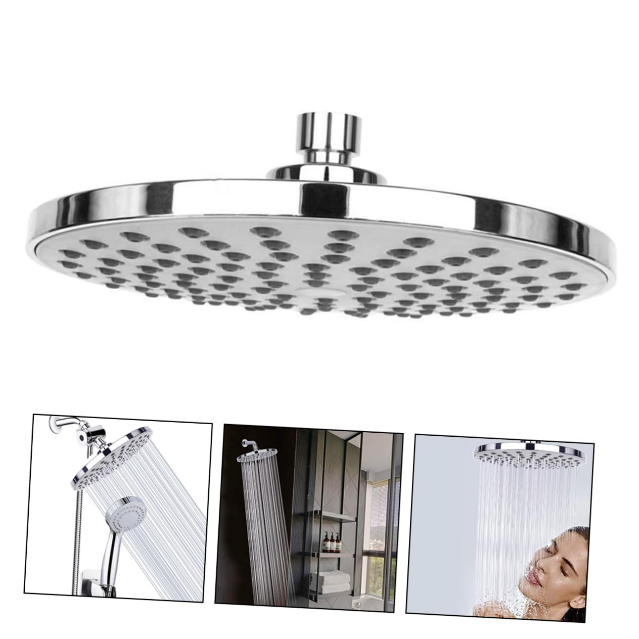 Operitacx Cabezal de Ducha de Lluvia Redondo Plata Modos de Riego Diferentes y Material Plástico para Baño en Casa U Hotel