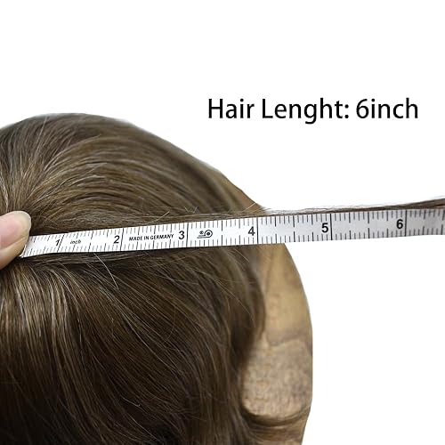 Miniatura 5 de Peluca de cabello humano para hombre, tipo tupé de cabello humano suave con encaje suizo, centro de encaje suizo para hombre, sistema de reemplazo