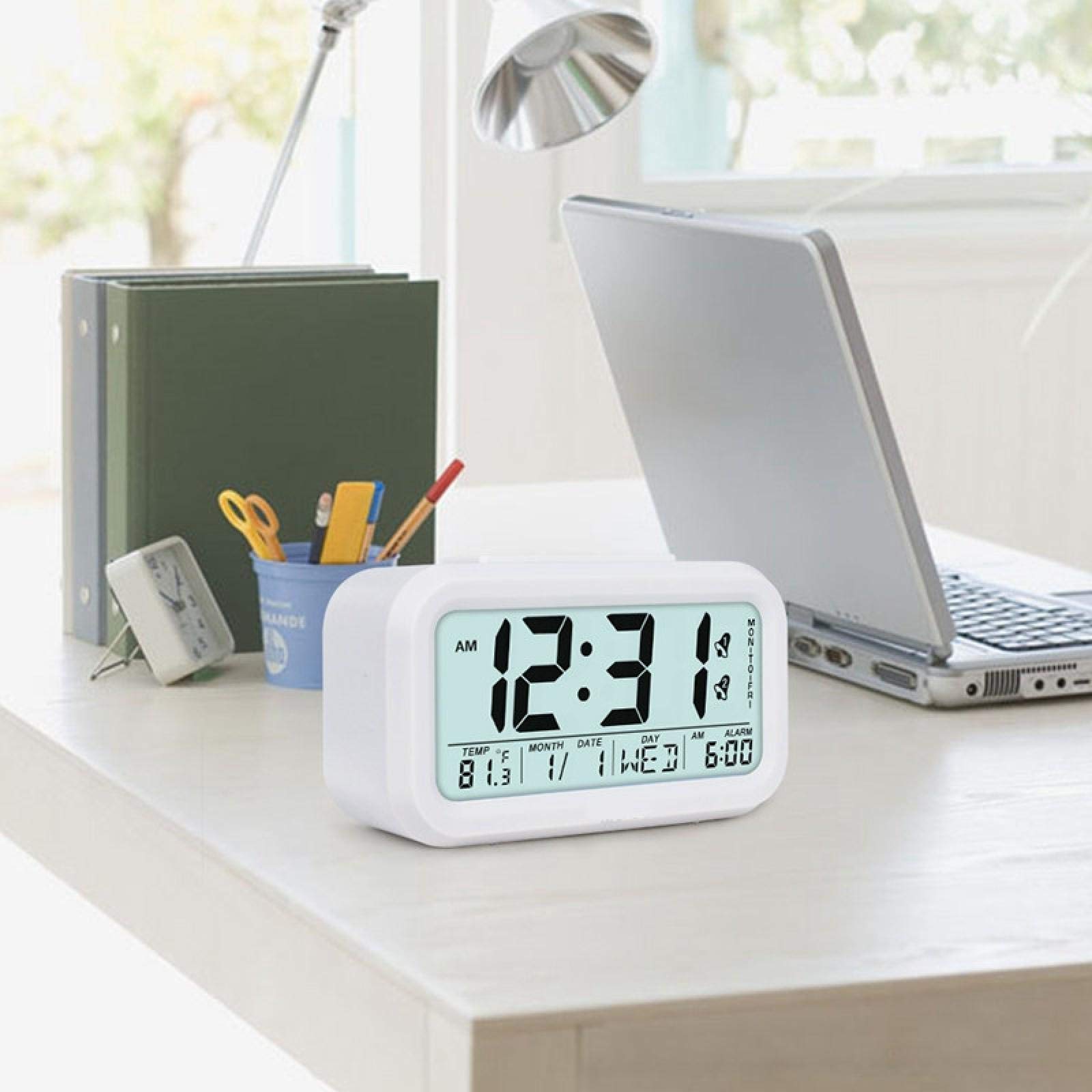 Amgico Sveglia Digitale Con Display LED 11,5 Pollici: Orologio Da Scrivania/Parete Con Telecomando, Oscuramento Automatico E Temperatura