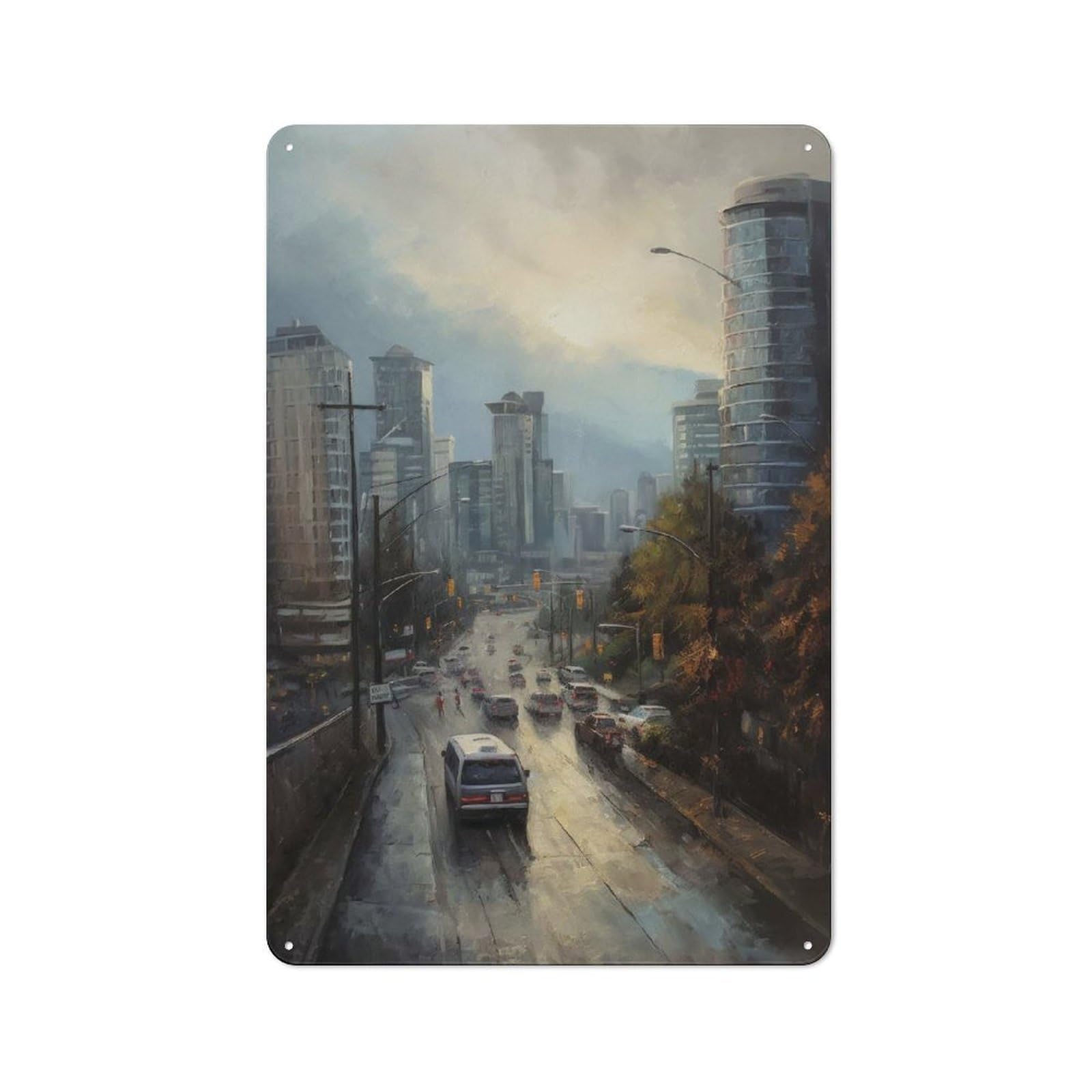 Junmoney Vancouver Art Canada Printed Metal Sign 30X20cm For Guest Room Or Hallway, Suited To Home Decor Collectors