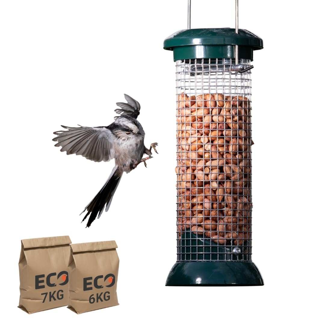 Eco Bird Food Peanuts – 13kg (7kg+6kg Bags = Easy Handling) – Plastic Free, Biodegradable, Premium Peanuts for Wild Birds – High-Energy Bird Feed for Garden Birds & Peanut Feeders