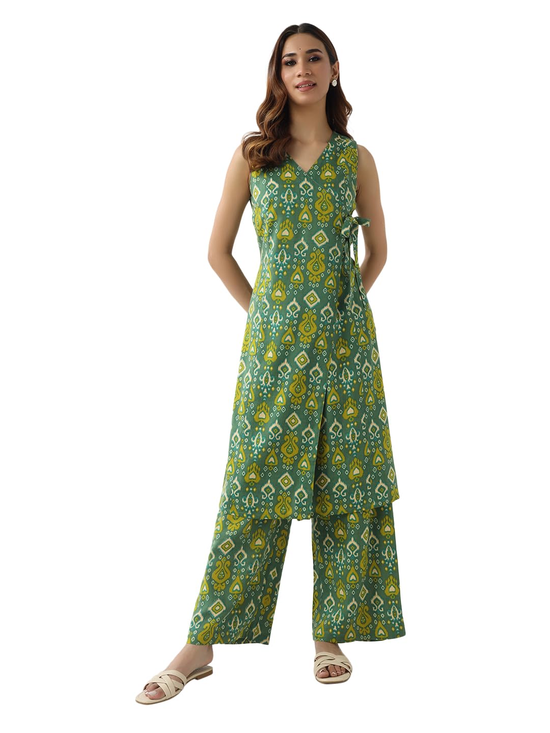 fiorra Women's Green Cotton Straight Kurta with Palazzo-picture-23
