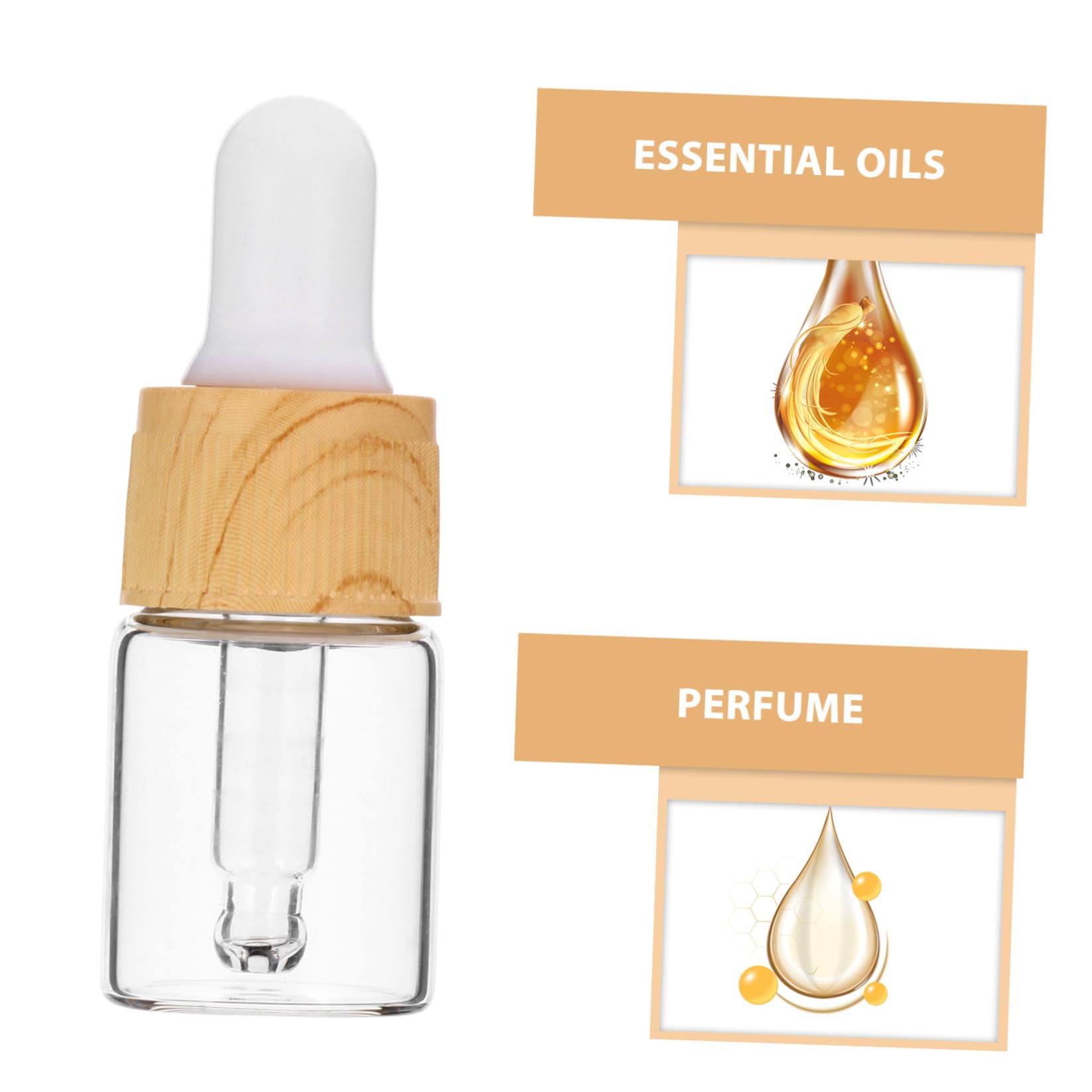 Beaupretty 24 Piezas Cuentagotas De Vidrio De Grano De Madera Aceite Esencial Para Aceites Esenciales Frascos Cuentagotas De Vidrio Transparente Vertidor De Medicina Viajar Botella Mini