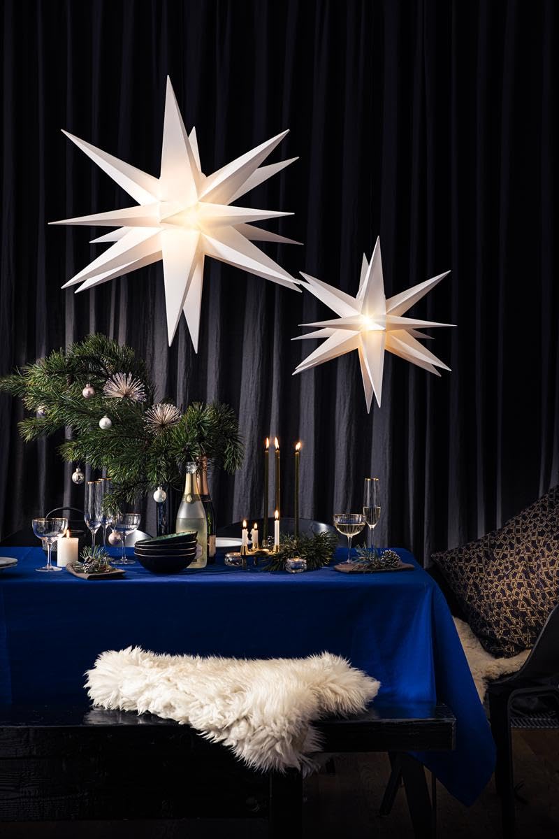 ZICOM LED Dekostern Weihnachtsstern Stern mit 18 Zacken wetterfest, weiß Ø 40cm Innen und Außen für Weihnachten, Hochzeiten, Party, Dekoration, Geschenkidee, 230V 50Hz, LxBxH 40x40x40cm