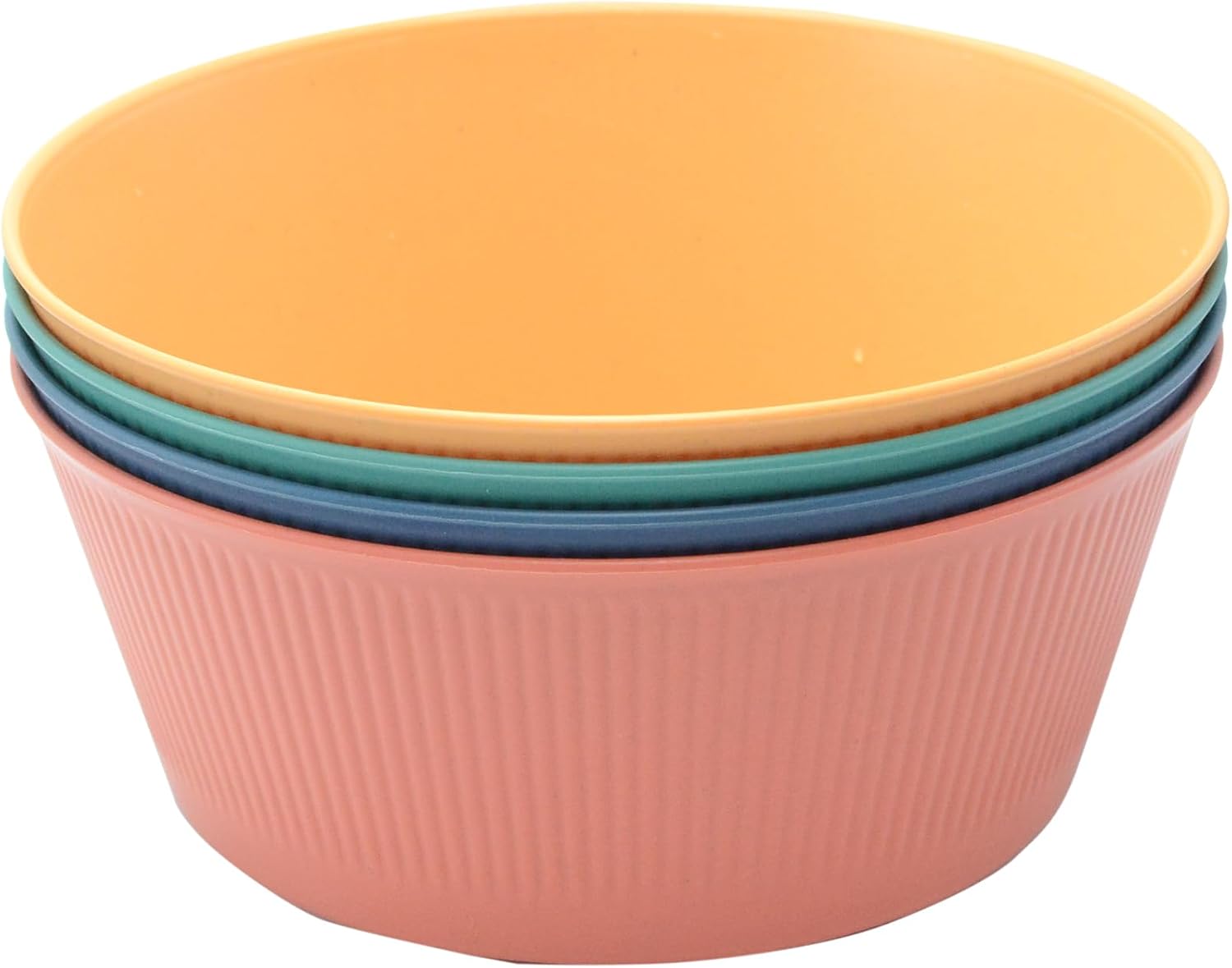 4 Pcs Plastic Salad Bowl,1800 Ml (0.47 Gal) Round Shape Food Grade Wheat Straw Bowl for Salads, Soup, Rice, Cereal, Breakfast, Dinner, Serving and Oatmeal at Home and Outdoors (4)
