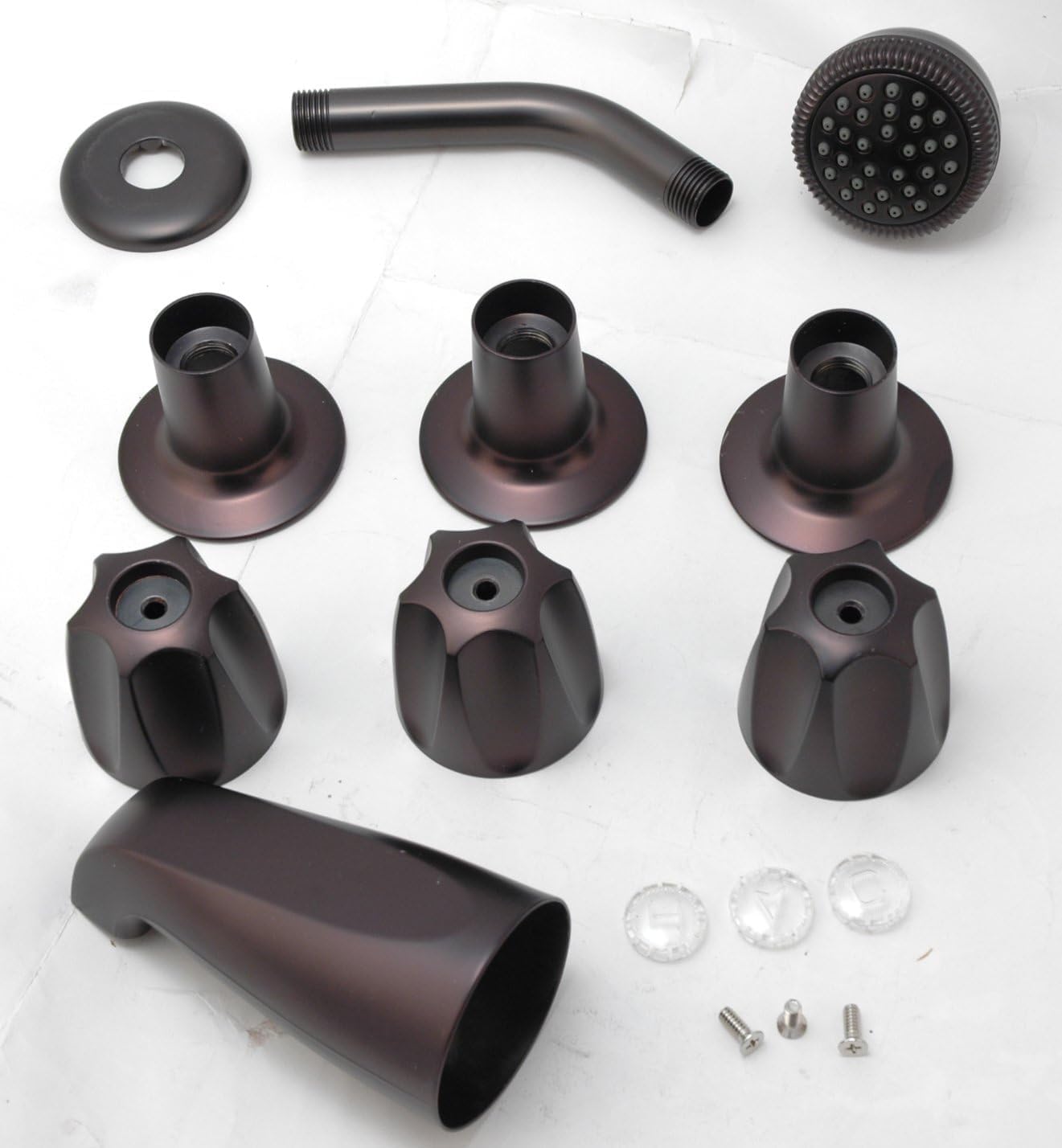 Trim Kit for 3-handle Shower Valve, Fit Price Pfister Compression Stem Shower, Matte Black Finish -By Plumb USA