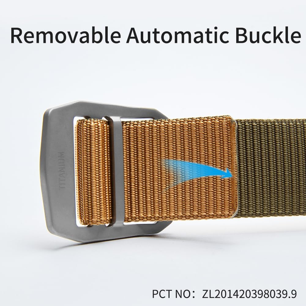 Titanium Buckle Tactical Belts For Men, Nickel Free Golf Belt, metal buckle Adjustable Nylon Belt, Men's Belts Casual