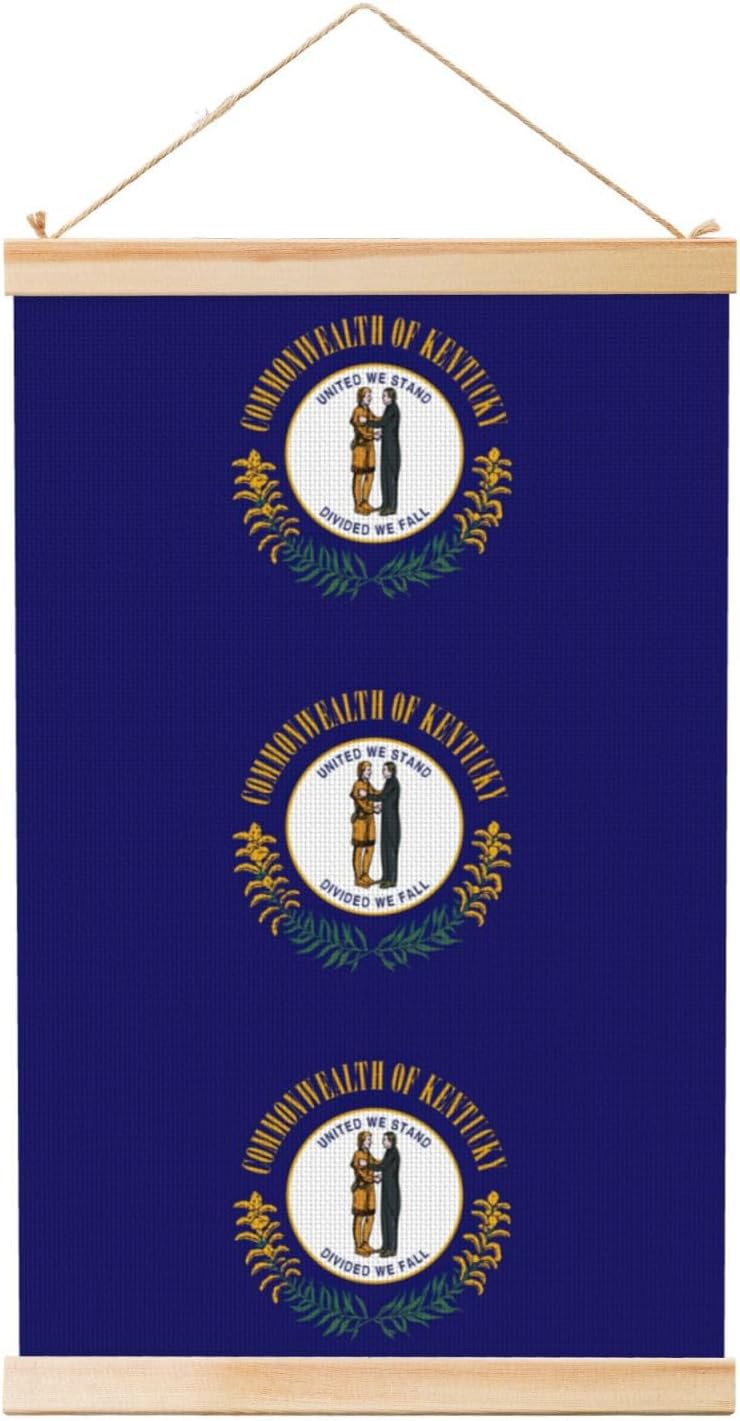 Kentucky State Flag Print Poster Hanger,Hanging Poster, Poster Frame,Wood Poster Hanger, For Wall Hanging