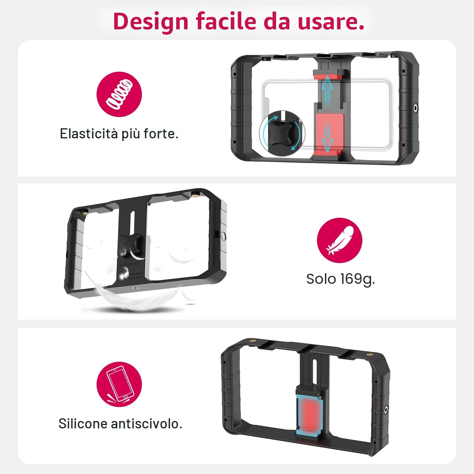 ULANZI U Rig Pro Smartphone Video Rig, Filmmaking Case, Phone Video Stabilizer Grip Stativ Supporto per Videomaker Film-Maker Videographer per iPhone XS Max XR iPhone X 8 Plus Samsung