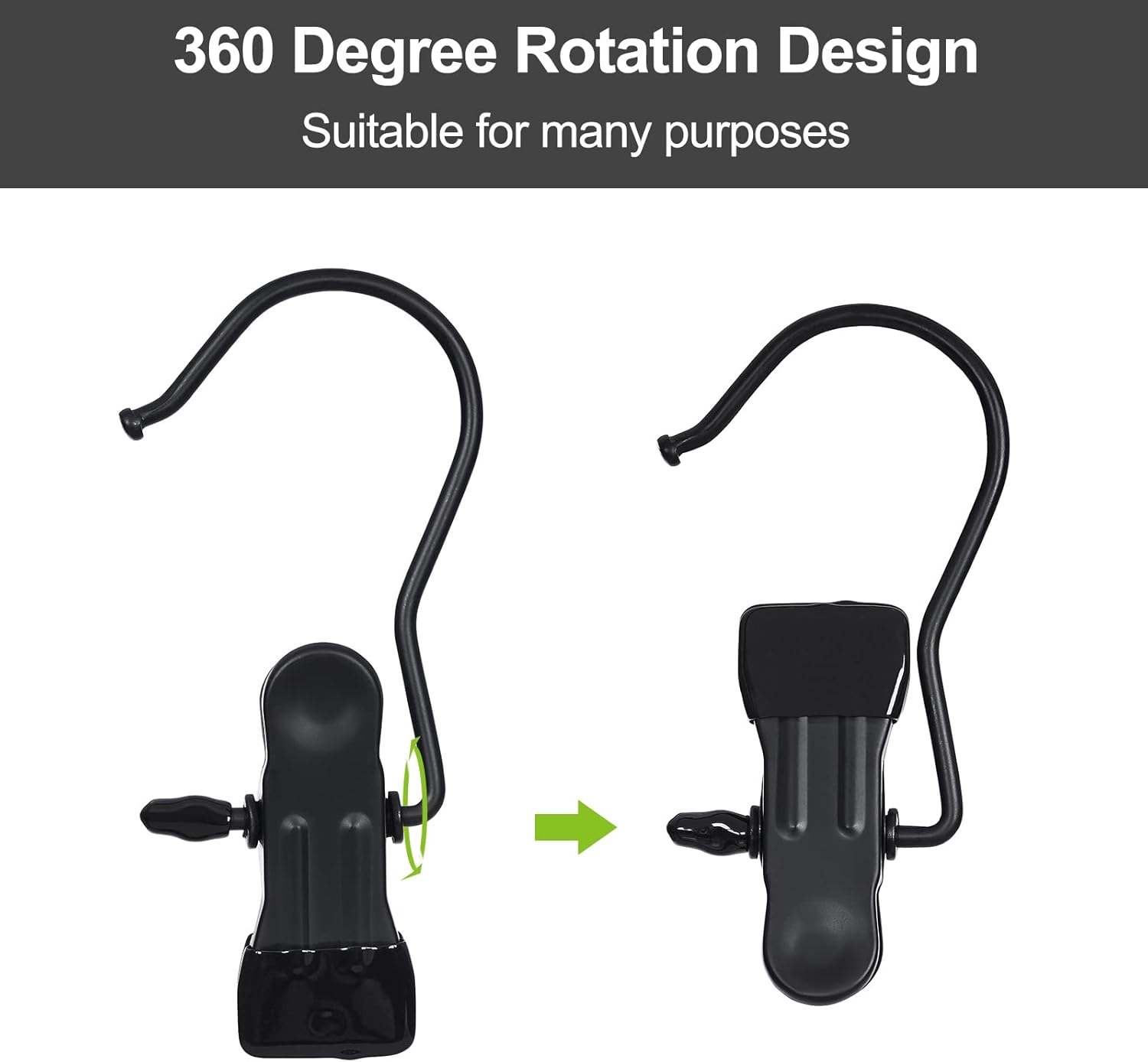 BEWISHOME 50 PCS Boot Hangers for Closet, Laundry Hooks with Clips, Boot Hanging Hold Clip, Clothes Pins, Space Saving Portable Travel Hangers Clip, Jeans, Tall Boots, Towel, Black FYC50B