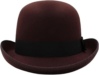 Mens top hat Oval Top Bowler Hats Retro Roll Rim Cap Sunhat Party Street Style Winter Outdoor Size US 7 3/8 UK L