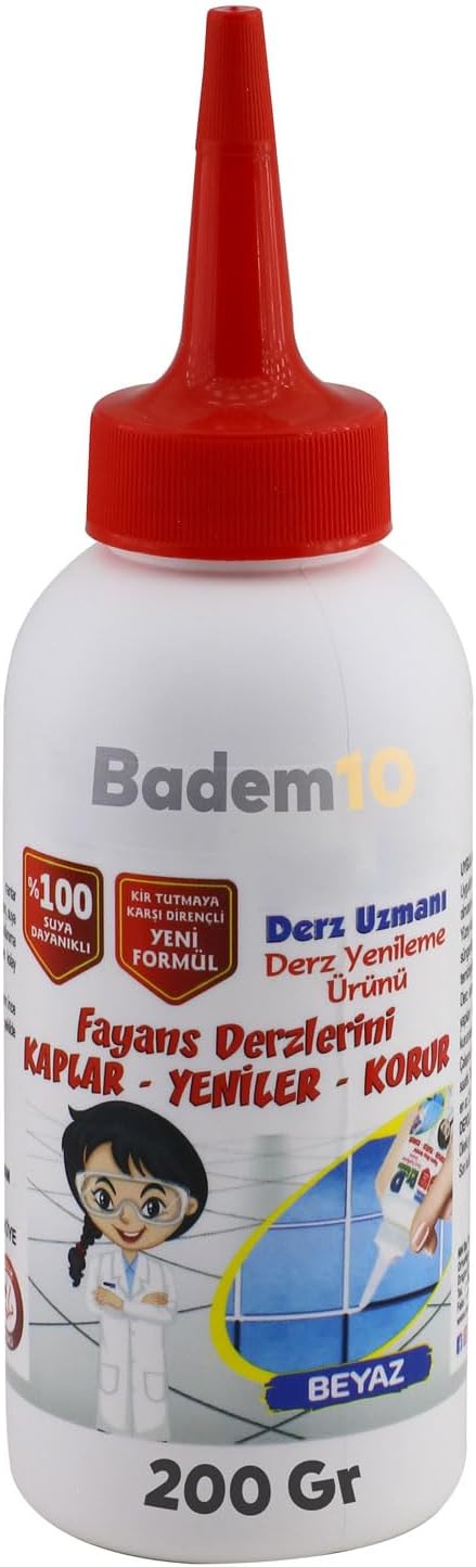 Badem10 Derz Dolgu Fayans Seramik Mermer Yer Duvar için Tamir Derz Yenileme Dolgusu Beyaz 200 Gr