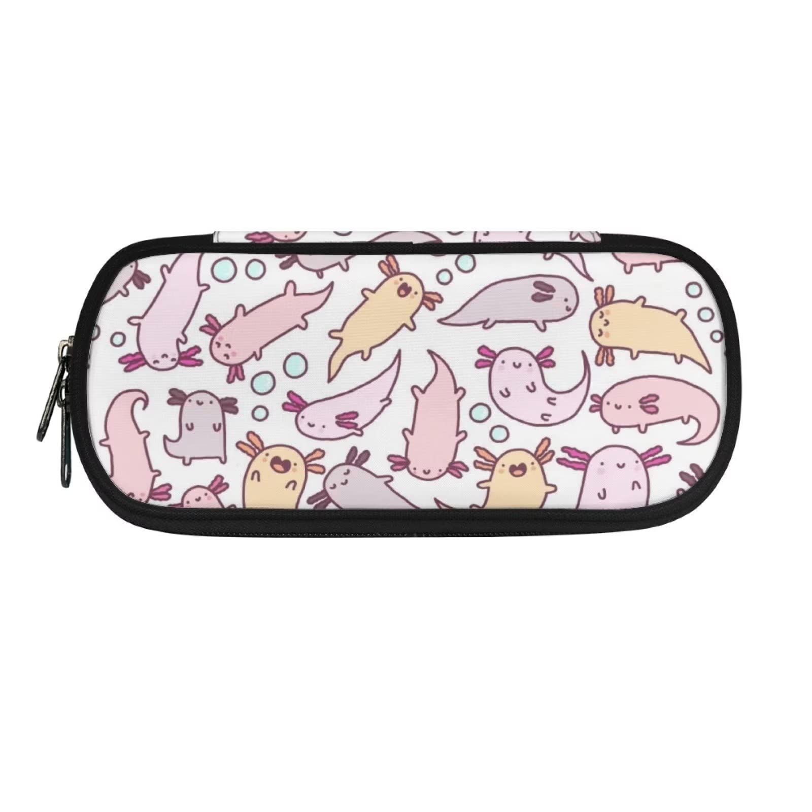 HUGS IDEA Baby Axolotls Durable Zipper Pencil Case for Kid Boys and Girls Big Capacity Pen Holder Bag Office School Supplies Stationery Organizer Bag Pencil Case — image 1