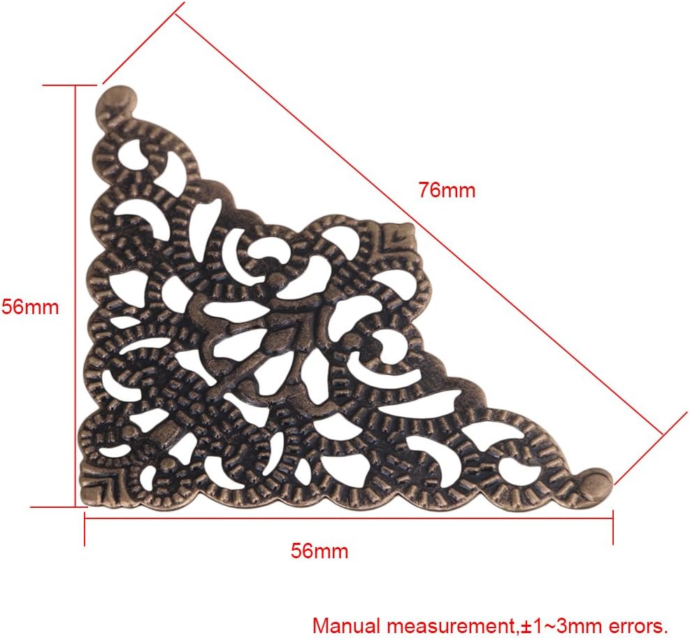 RDEXP 5.5x5.5cm Iron Metal Ornate Decorative Corner Shelf Brackets Right Angle Parts Set of 40 Bronze